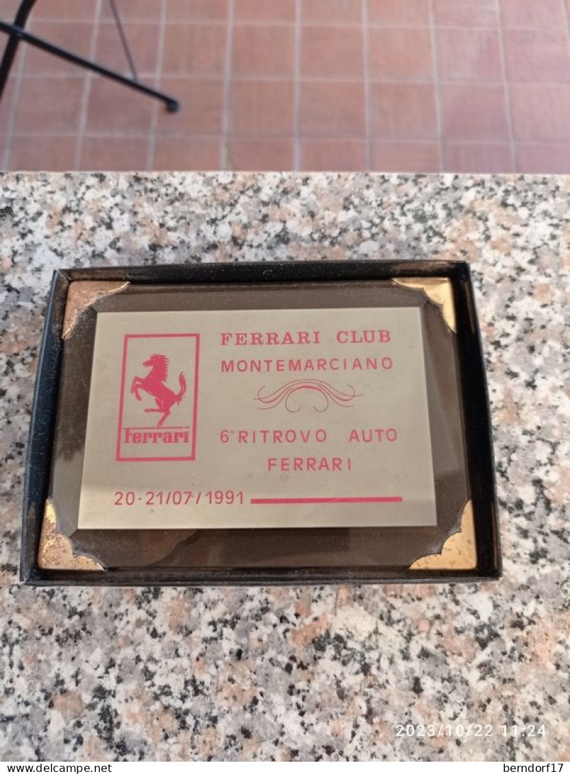 TARGA COMMEMORATIVA FERRARI CLUB MONTEMARCIANO - 1991 - Automobile - F1