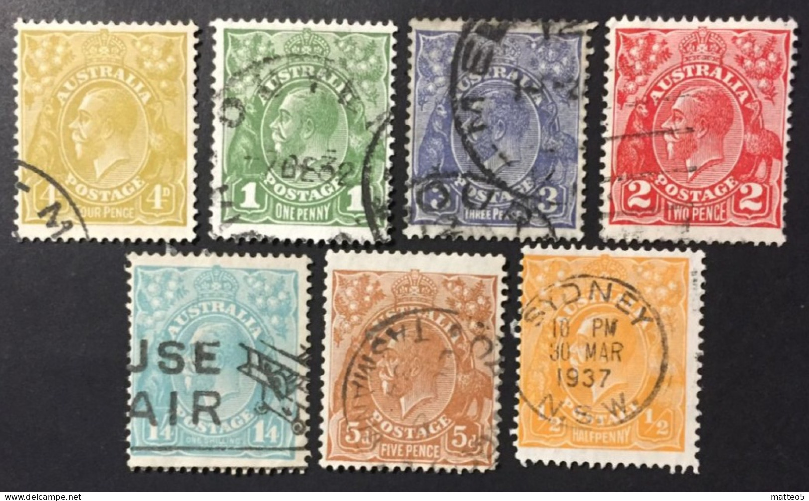 1931 /37 - Australia - King George V - 7 Stamps   Used - Usati