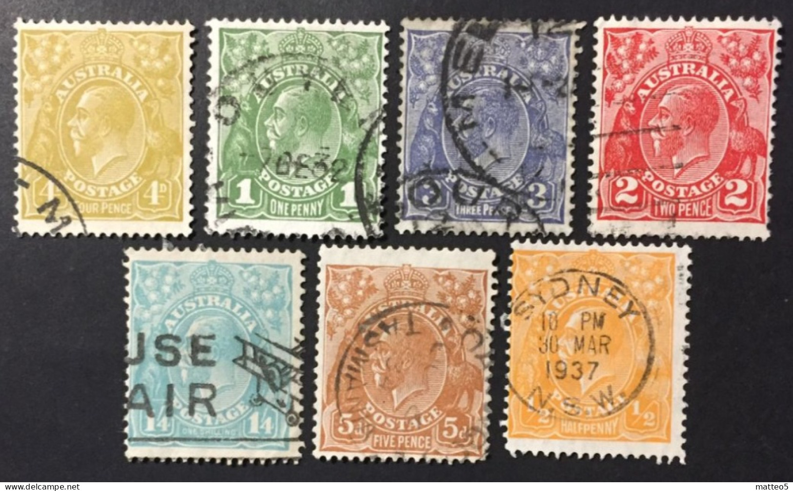 1931 /37 - Australia - King George V - 7 Stamps   Used - Used Stamps