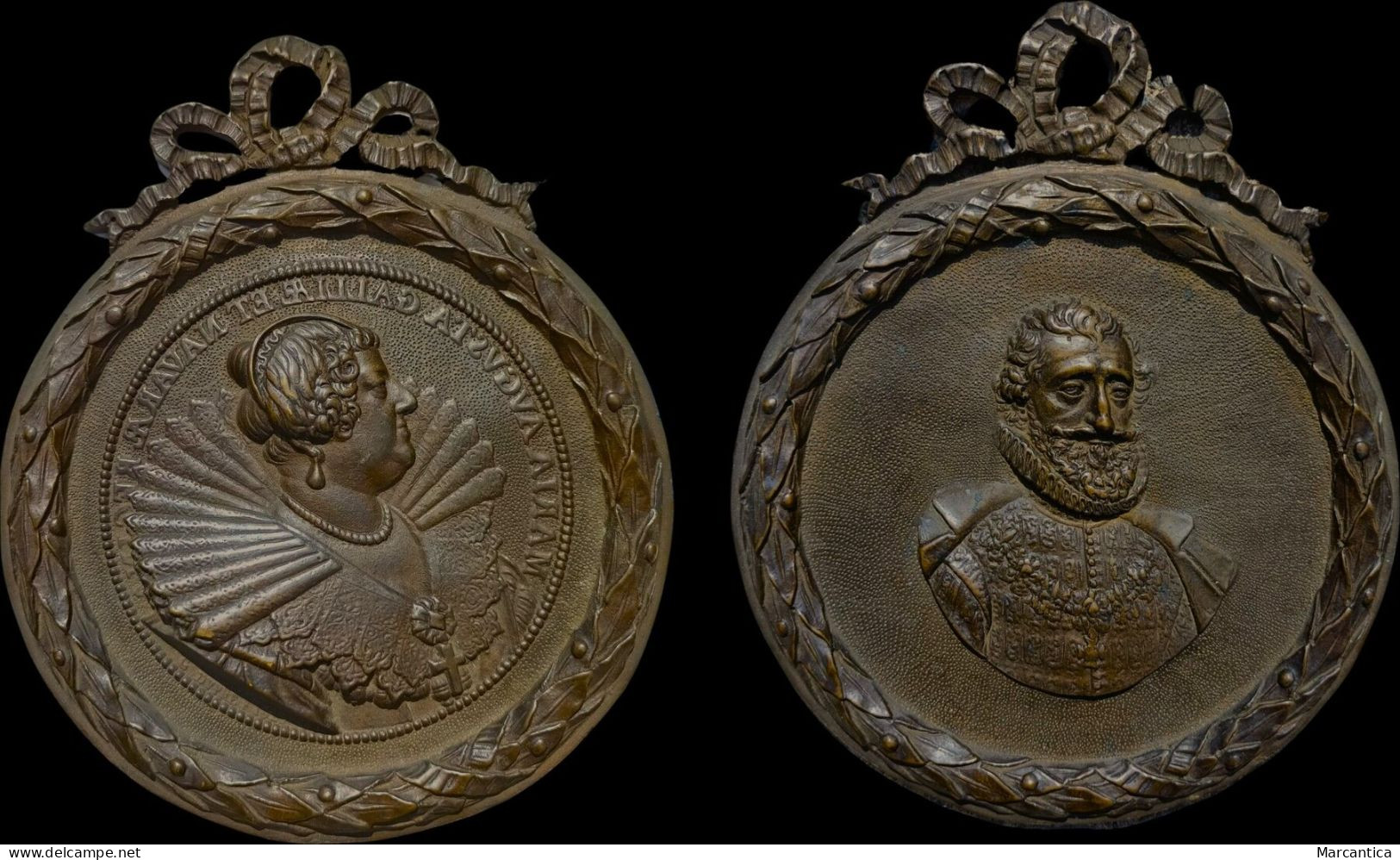 Marie De Medici And King Henri IV Of France, Pair Of Plaques, AE - Bronzen