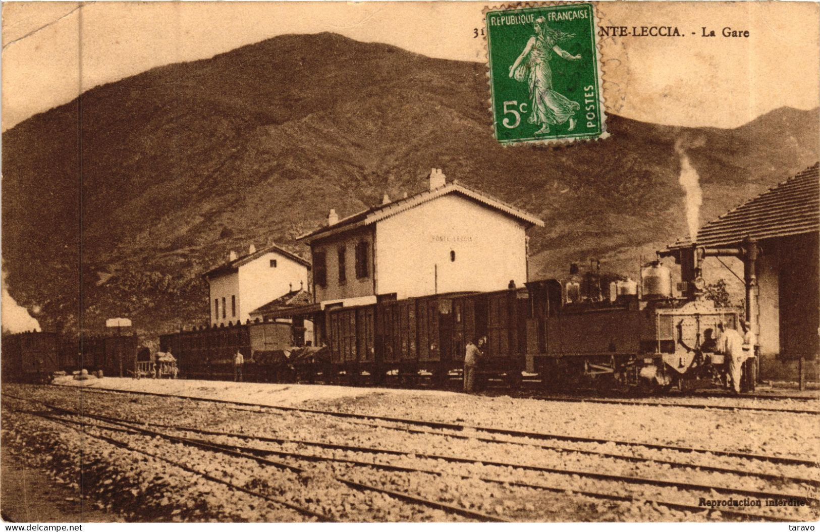 CORSE - Locomotive Vapeur Et Train En GARE DE PONTE-LECCIA - 1911 - Otros & Sin Clasificación