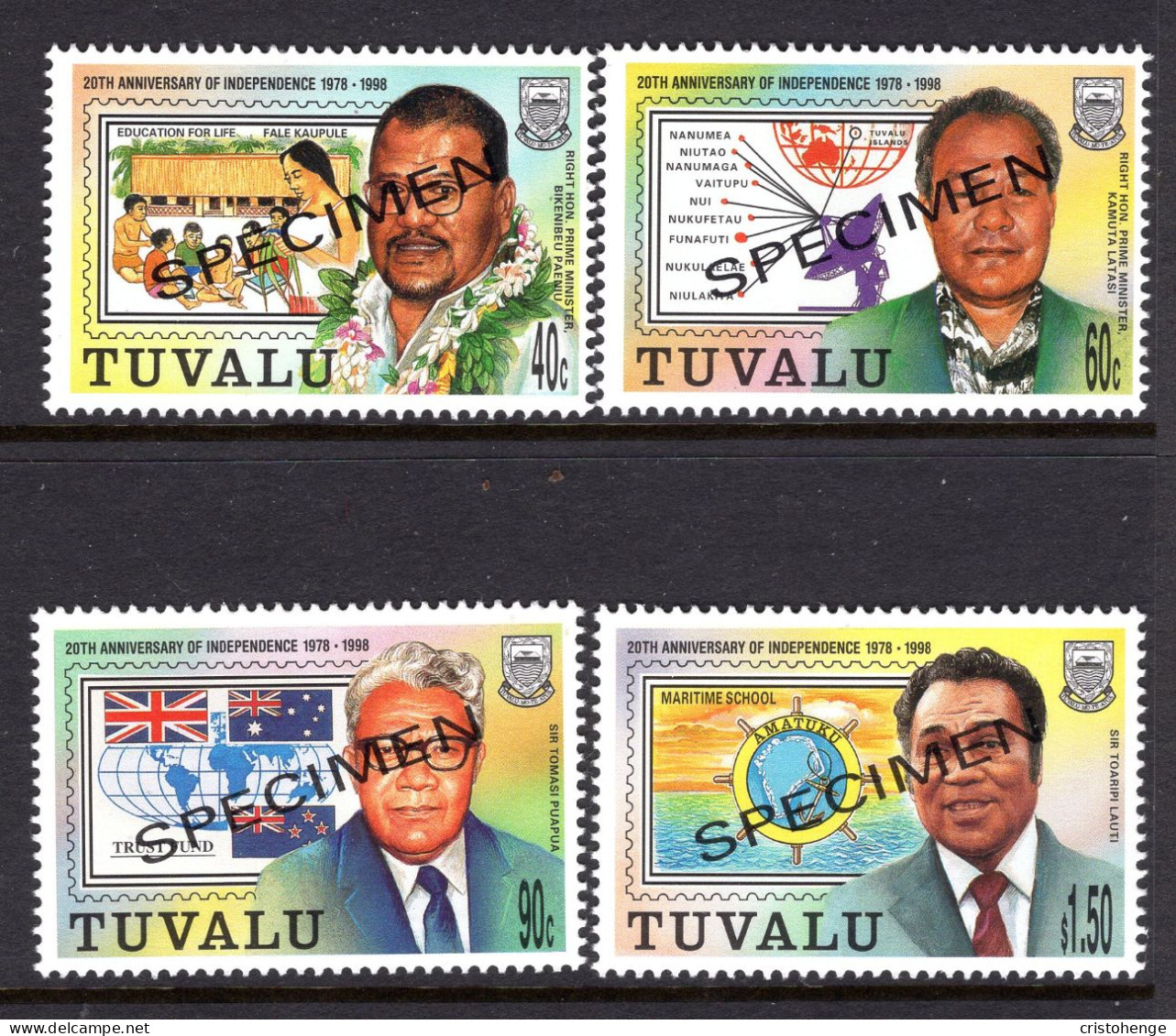 Tuvalu 1998 20th Anniversary Of Independence - SPECIMEN - Set MNH (SG 817-820) - Tuvalu