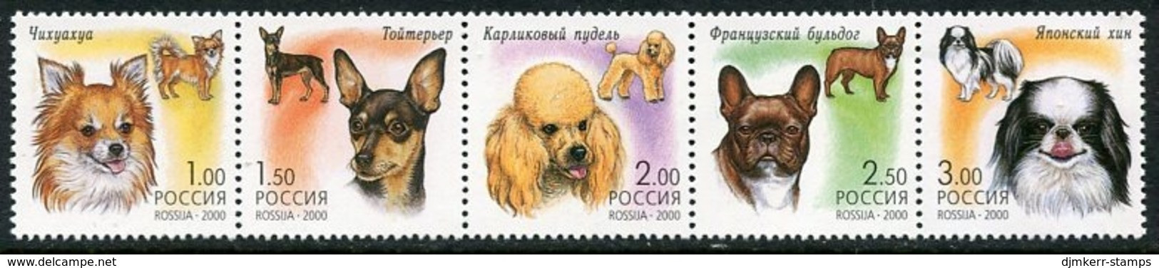 RUSSIA 2000 Dogs MNH / **  Michel 837-41 - Nuevos