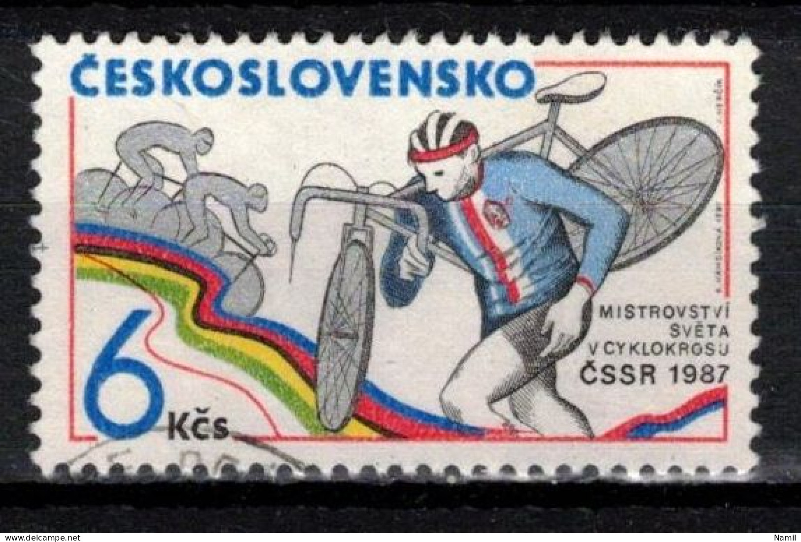 Tchécoslovaquie 1987 Mi 2895 (Yv 2707), Obliteré, Varieté Position 30/2 - Errors, Freaks & Oddities (EFO)