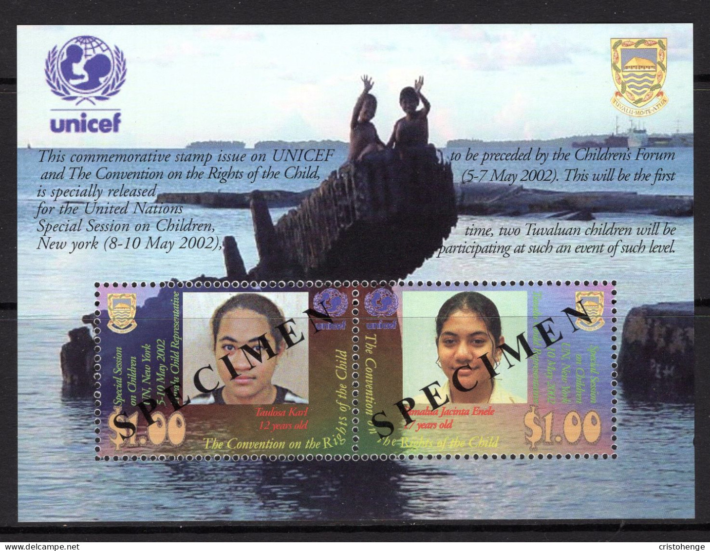 Tuvalu 2002 UNICEF - SPECIMEN - MS MNH (SG MS1047) - Tuvalu