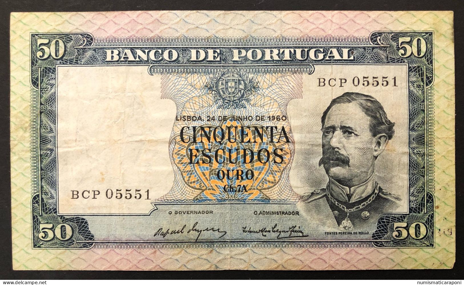 Portogallo Portugal  50 ESCUDOS 1960 Taglietto In Basso Ma Bella Carta LOTTO 207 - Portogallo