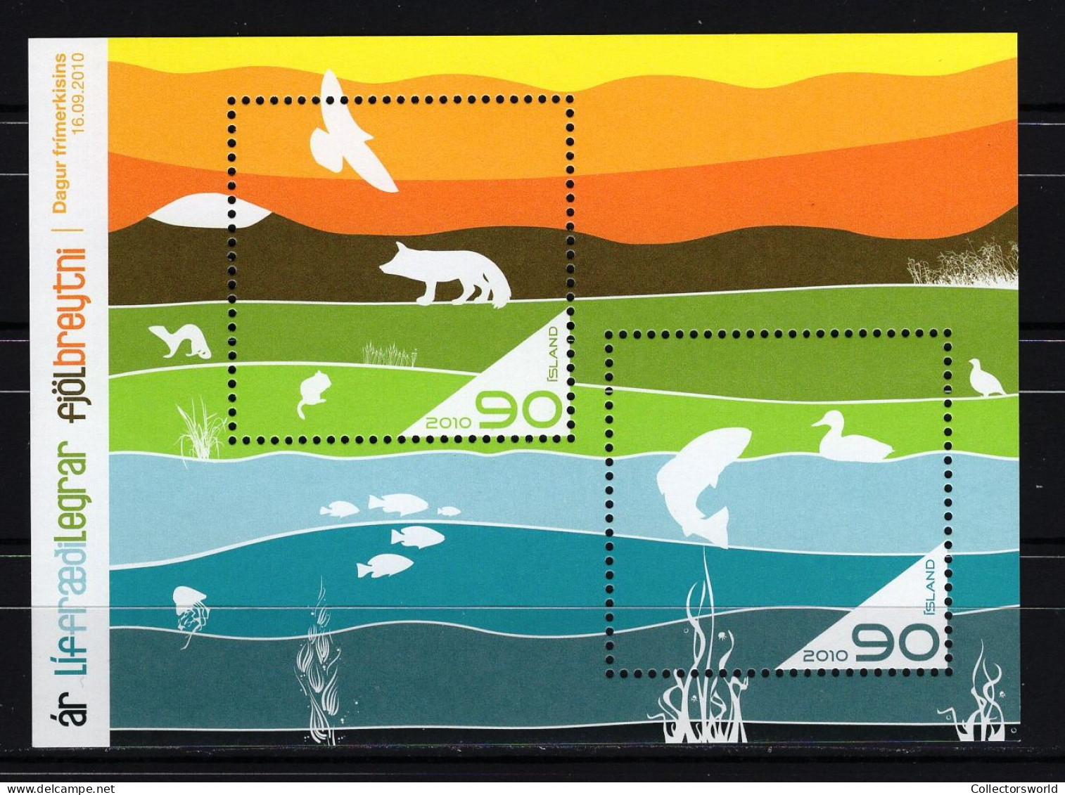 Iceland Block 2v 2010 Biodiversity Bird Weasel Fish Salmon Jellyfish Mouse MNH - Ungebraucht