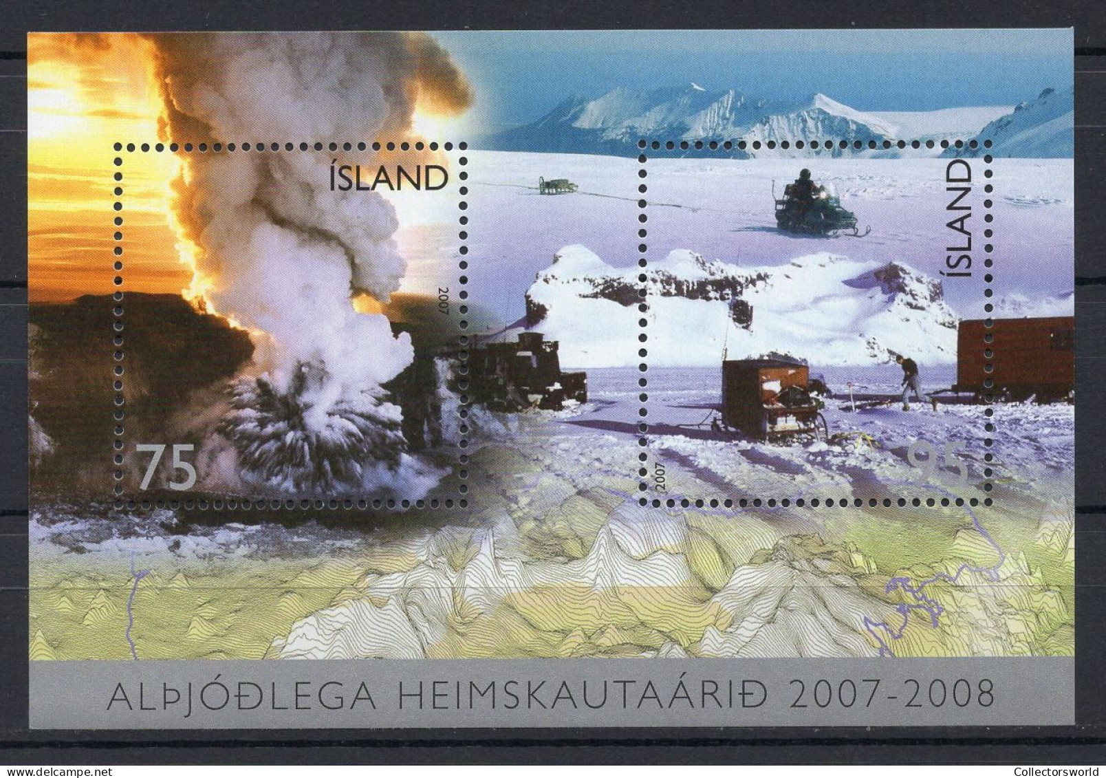 Iceland Block 2v 2007 International Year Of The Arctic Polar Expedition Snowmobile Vulcano MNH - Ungebraucht