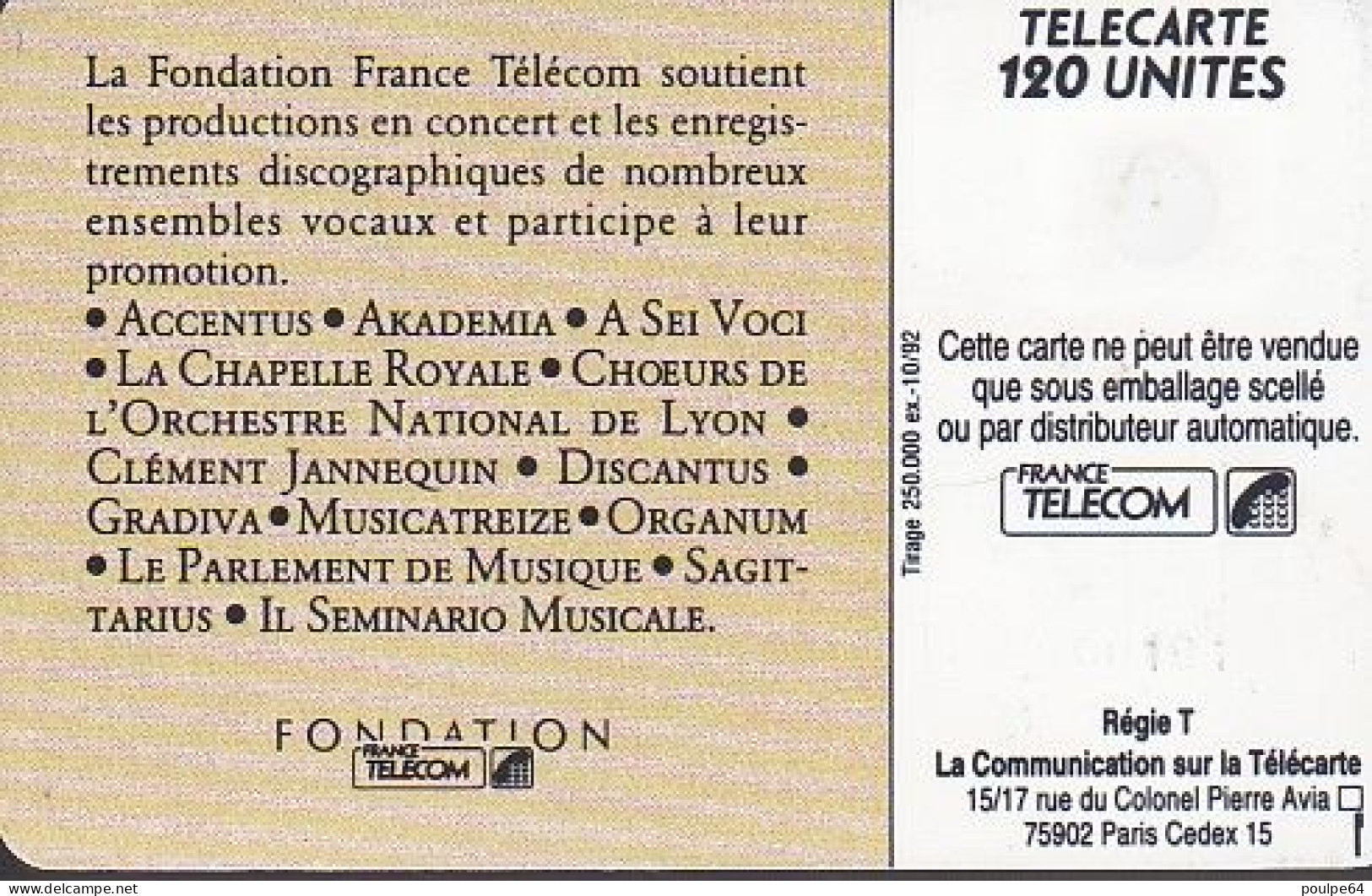 F292A - 10/1992 - MUSIQUE VOCALE - 50 SC5 - 1992