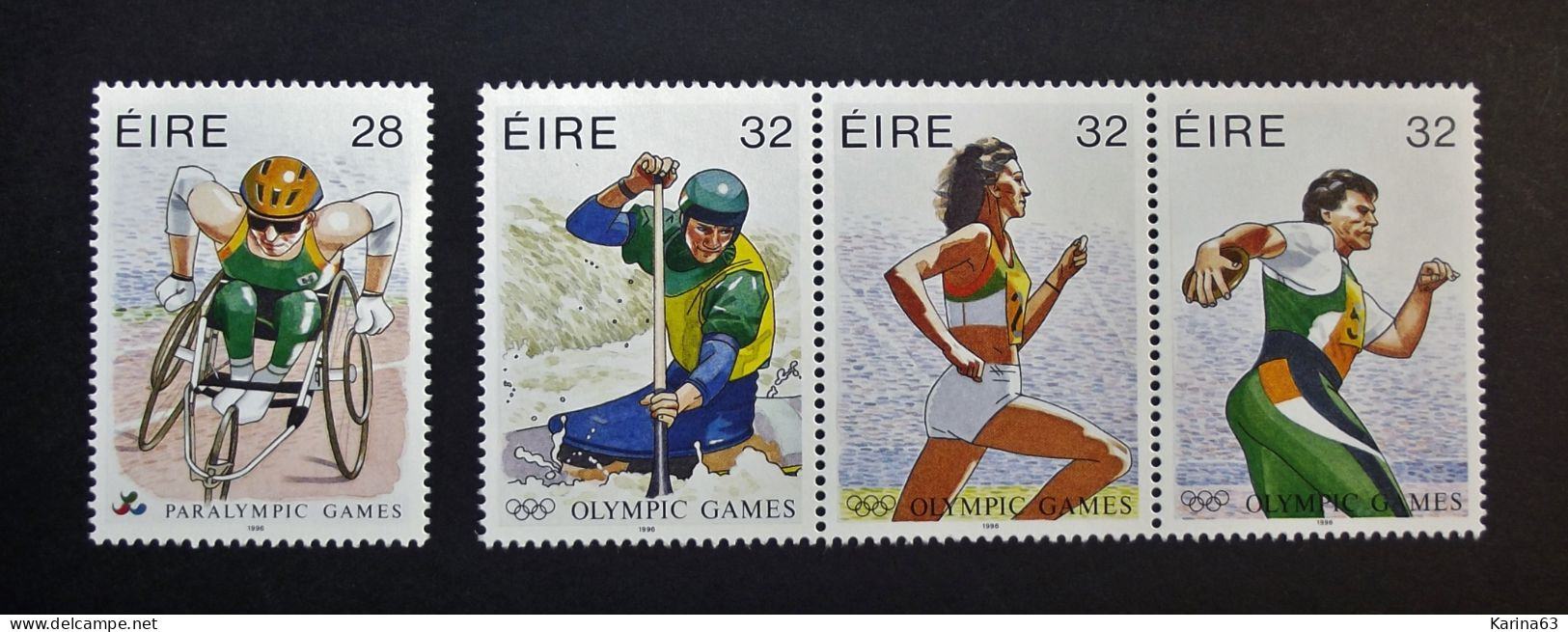 Ireland - Irelande - Eire - 1996 - Y&T N° 933 / 936  ( 4 Val.) Sports - Kano - Athletics - Paralympic - MNH - Postfris - Neufs