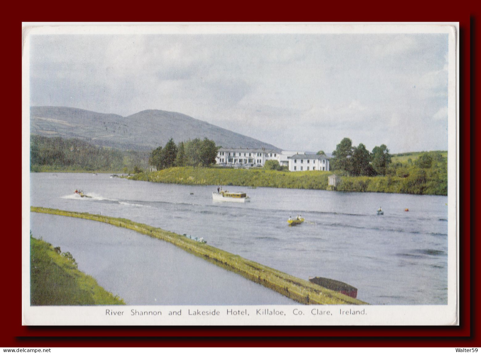 1963 Ireland Eire Postcard River Shannon And Lakeside Hotel Killaloe Posted Dublin To Scotland 2scans - Brieven En Documenten