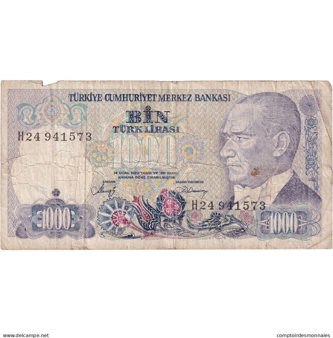 Billet, Turquie, 1000 Lira, Undated (1988), KM:196, B - Turquie