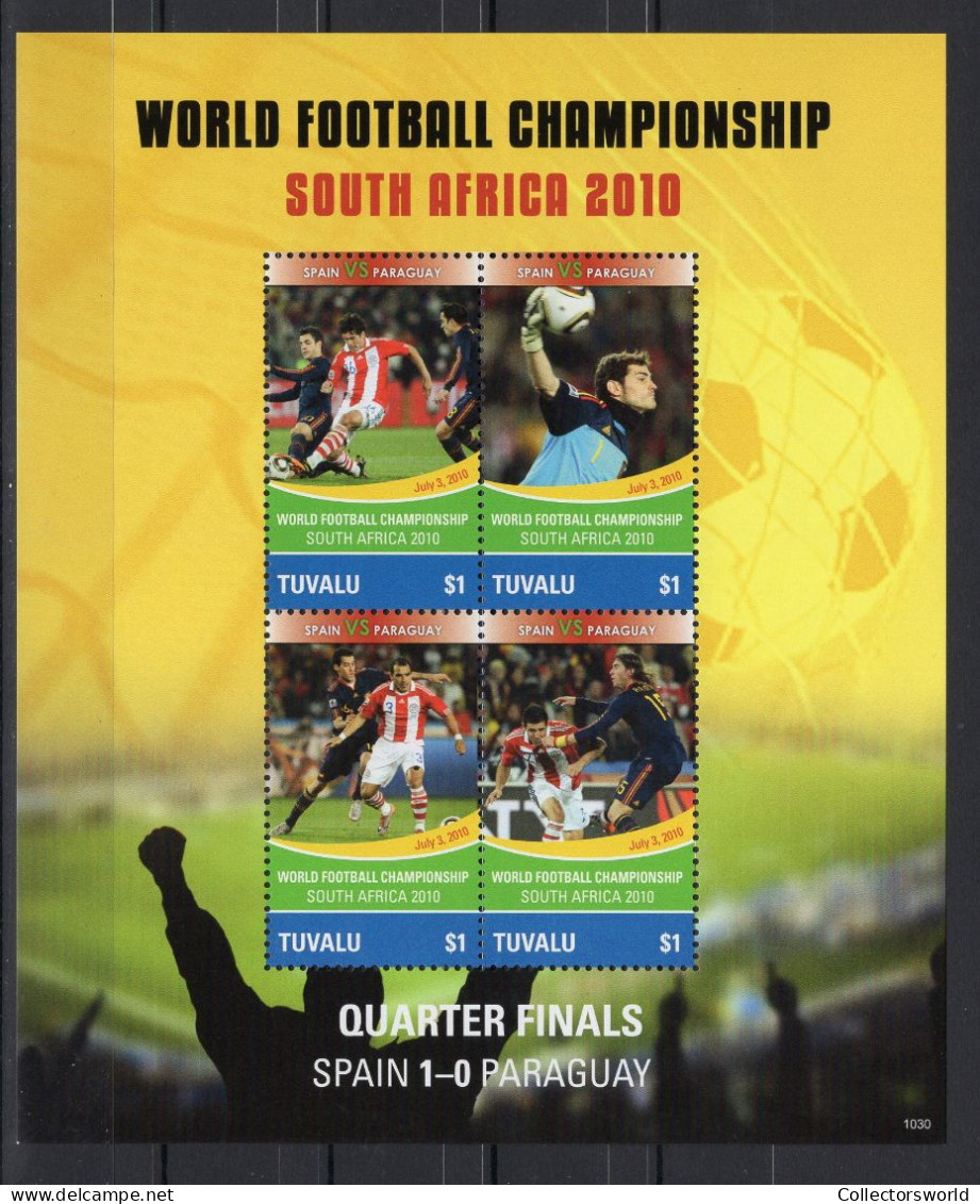 Tuvalu Sheetlet 4v 2010 World Football Championship South Africa - Spain Vs Paraguay MNH - 2010 – Zuid-Afrika