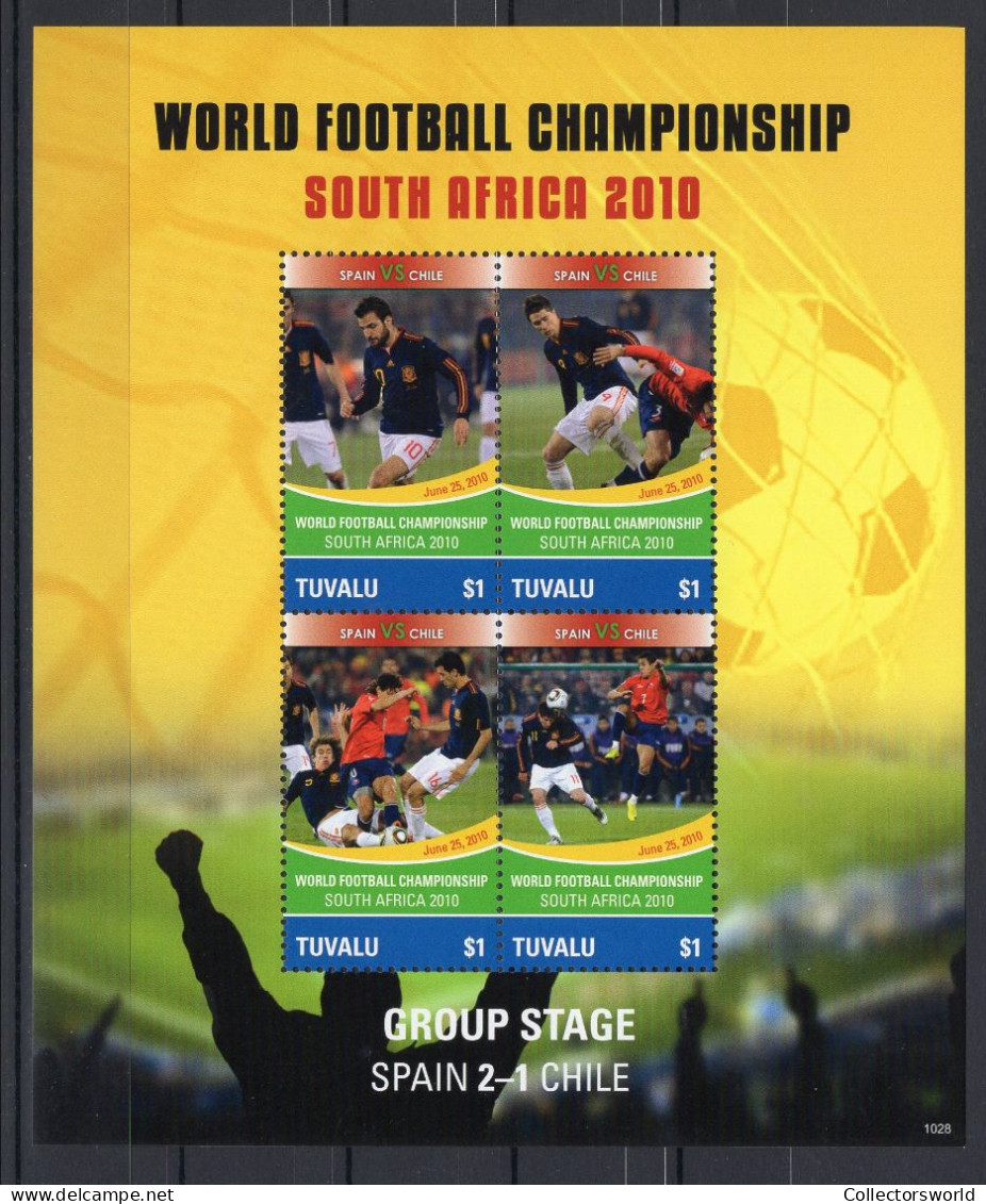 Tuvalu Sheetlet 4v 2010 World Football Championship South Africa - Spain Vs Chile MNH - 2010 – Afrique Du Sud