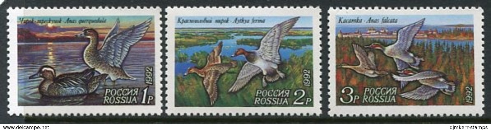 RUSSIA 1992 Wild Ducks I  MNH / **  Michel 254-56 - Unused Stamps