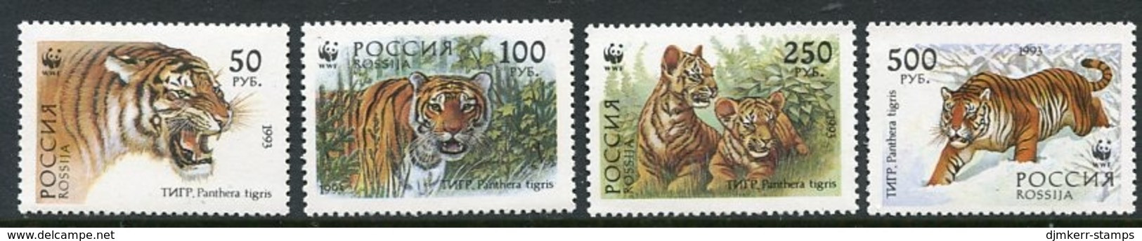 RUSSIA 1993 Amur Tigers Singlesk MNH / **. .  Michel 343-46 - Nuovi