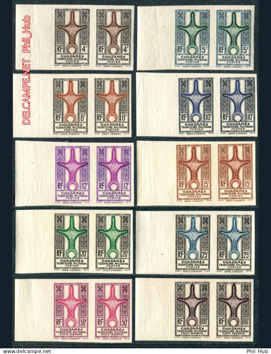 LIBYA 1949 IMPERFORATED Ghadames 10v (border Pairs MNH) *** BANK TRANSFER ONLY *** - Ongebruikt