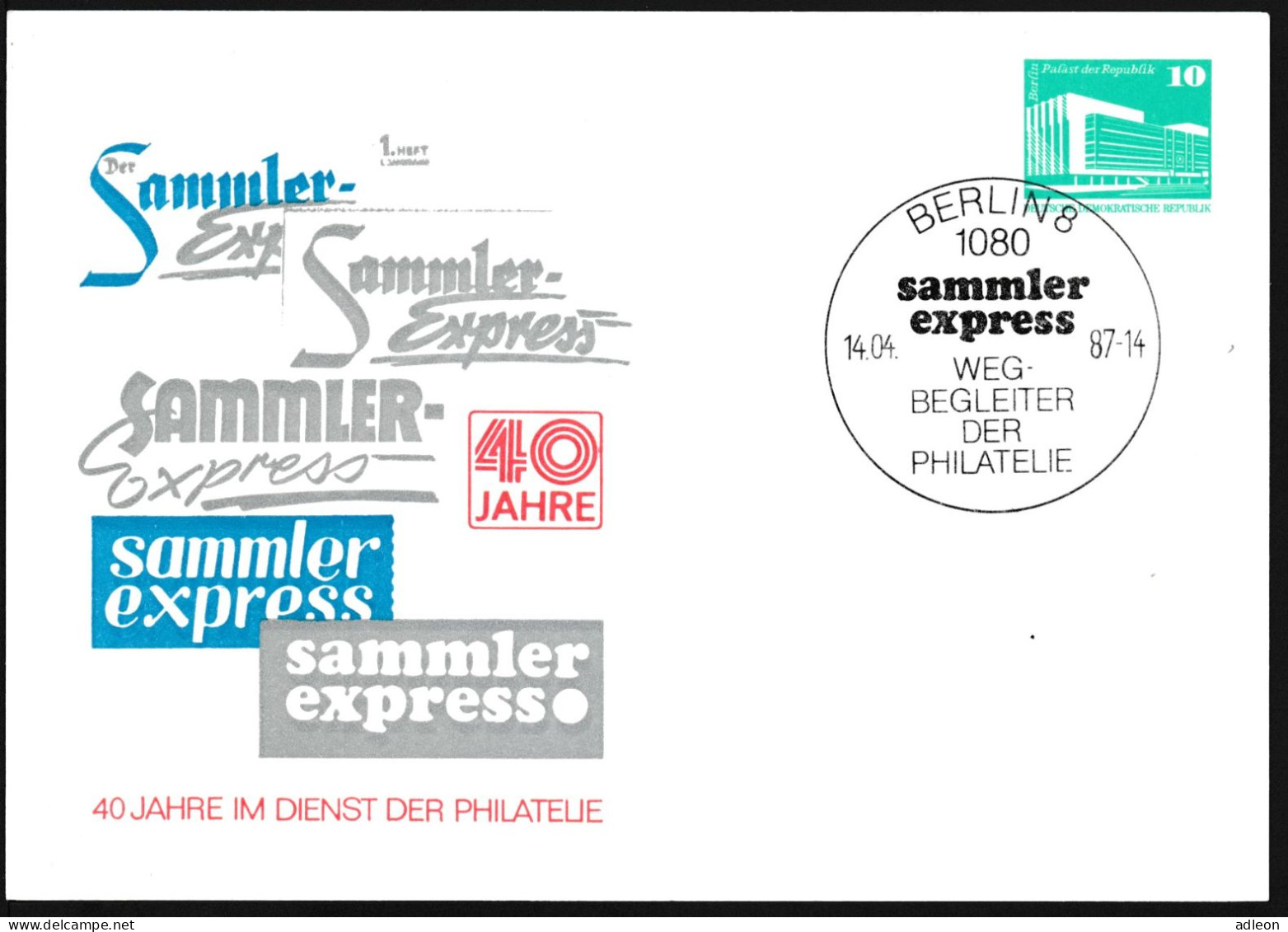 RDA - Entier Postal Privé / DDR - Ganzsachen Mi.Nr. PP 18 - B1/003 SSt Berlin 14-4-1987 - Cartoline Private - Usati