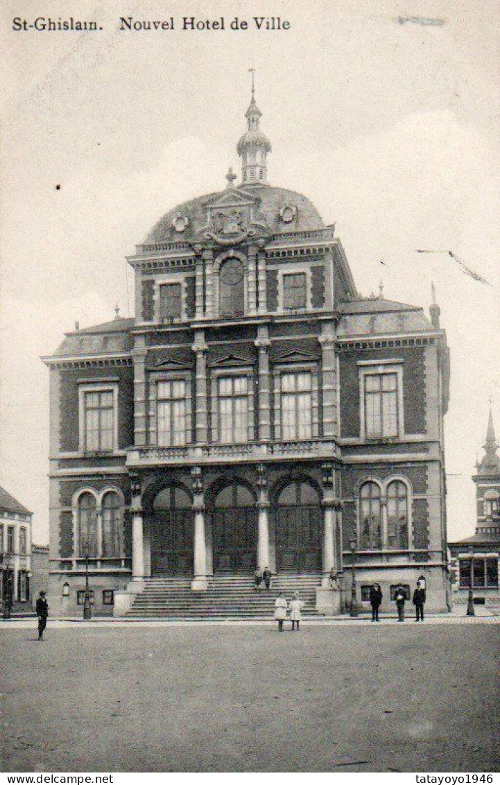 St-Ghislain  Nouvel Hotel De Ville Animée Voyagé En 1912 - Saint-Ghislain