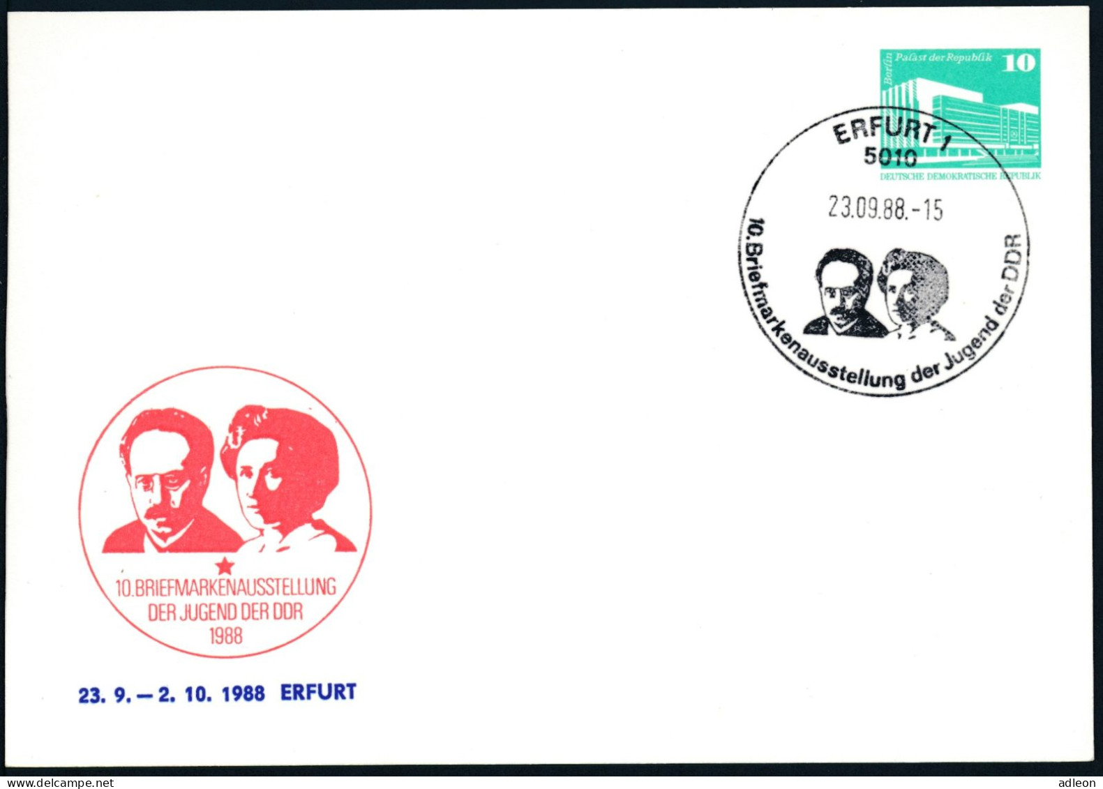 RDA - Entier Postal Privé / DDR - Ganzsachen Mi.Nr. PP 18 - D2/013 SSt Erfurt 23-9-1988 - Cartes Postales Privées - Oblitérées