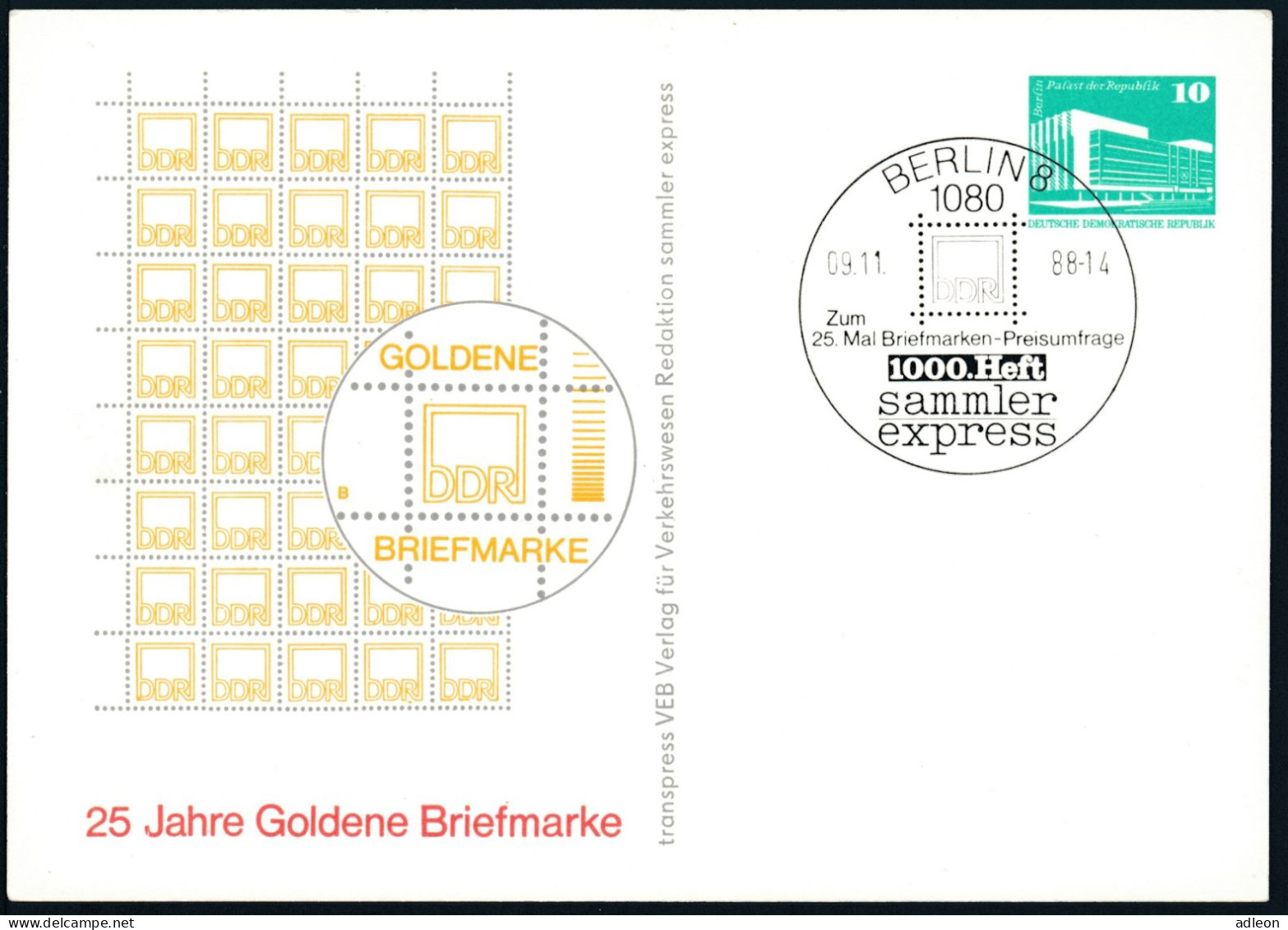 RDA - Entier Postal Privé / DDR - Ganzsachen Mi.Nr. PP 18 -  SSt Berlin 9-11-1988 - Privé Postkaarten - Gebruikt