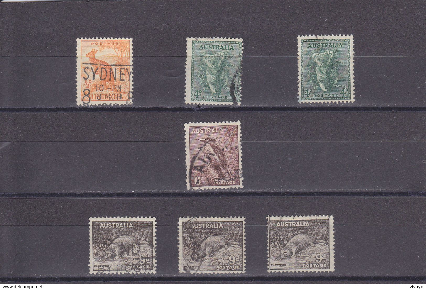 AUSTRALIA - O / FINE CANCELLED - 1940 / 1943 - WILD FAUNA - Yv. 110A, 114A, 116A, 117A  - Mi. 137C, 144C, 146C, 147C - Used Stamps