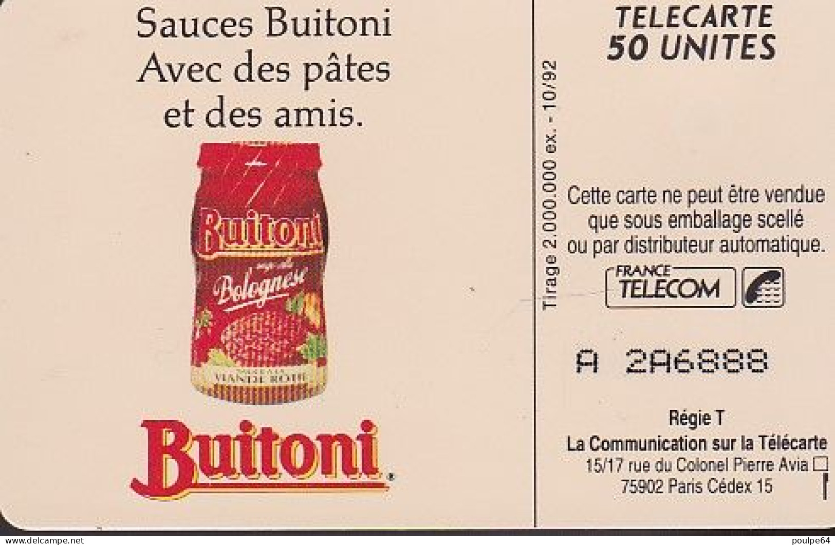 F296 - 10/1992 - BUITONI - 50 SO3 - 1992