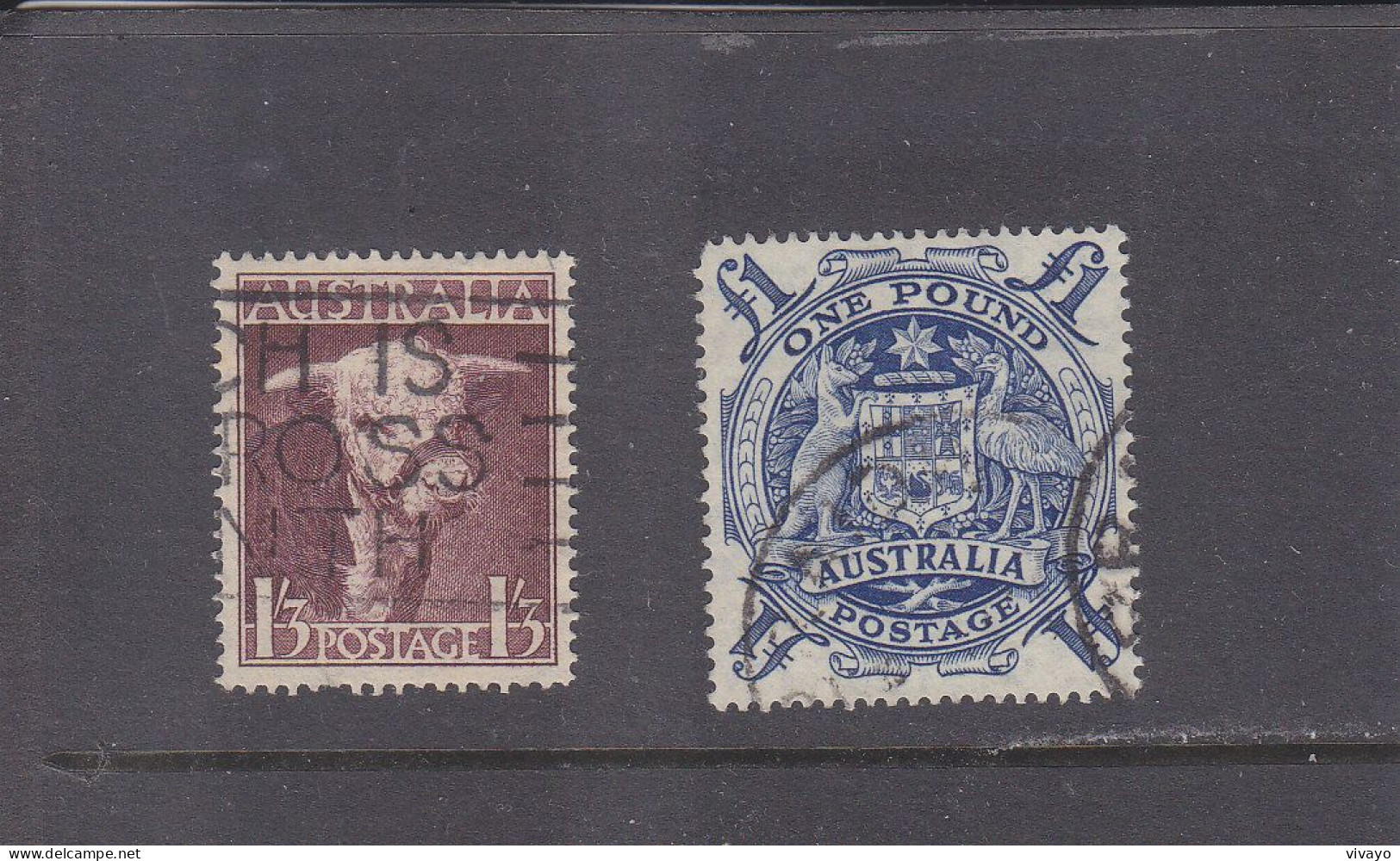 AUSTRALIA - O / FINE CANCELLED - 1948 / 1949 - HEREFORD BULL, COAT OF ARMS - Yv. 159, 166  -  Mi. 184, 189 - Used Stamps