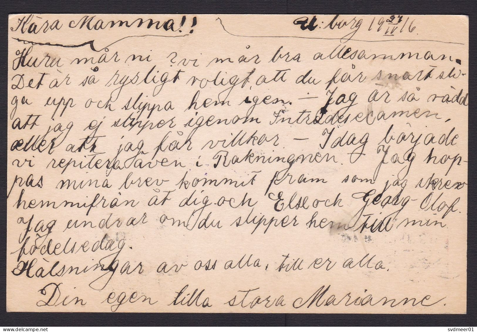 Finland: Stationery Postcard, 1916, Heraldry, Censored, Censor Cancel, War (traces Of Use) - Lettres & Documents