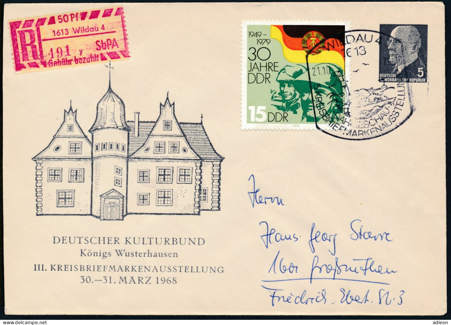 RDA - Entier Postal Privé / DDR - Umschlage Mi.Nr. PU 14 - D2/007a SSt Wildau 21-10-1979 Einschreiben Nach Frankreich - Umschläge - Gebraucht