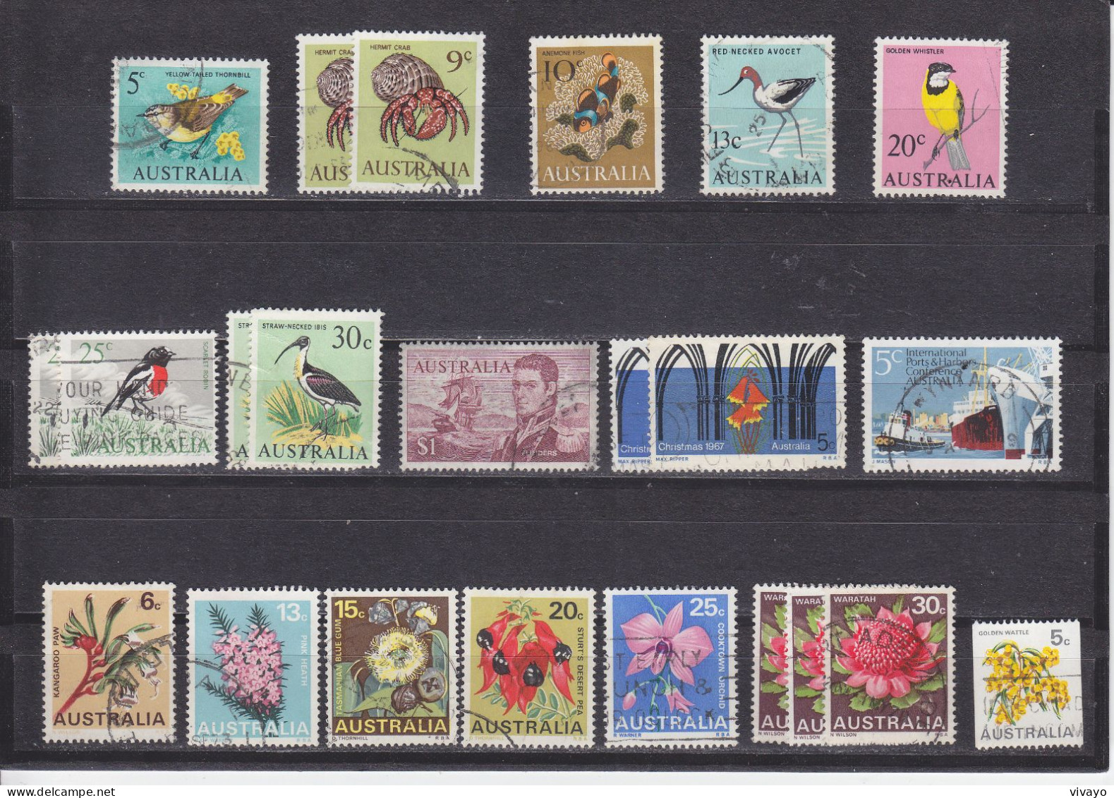 AUSTRALIA - O / FINE CANCELLED - 1966 / 1970 - BIRDS, SEALIFE, FINDERS, XMAS, FLOWERS, HARBOR CONFERENCE - Used Stamps