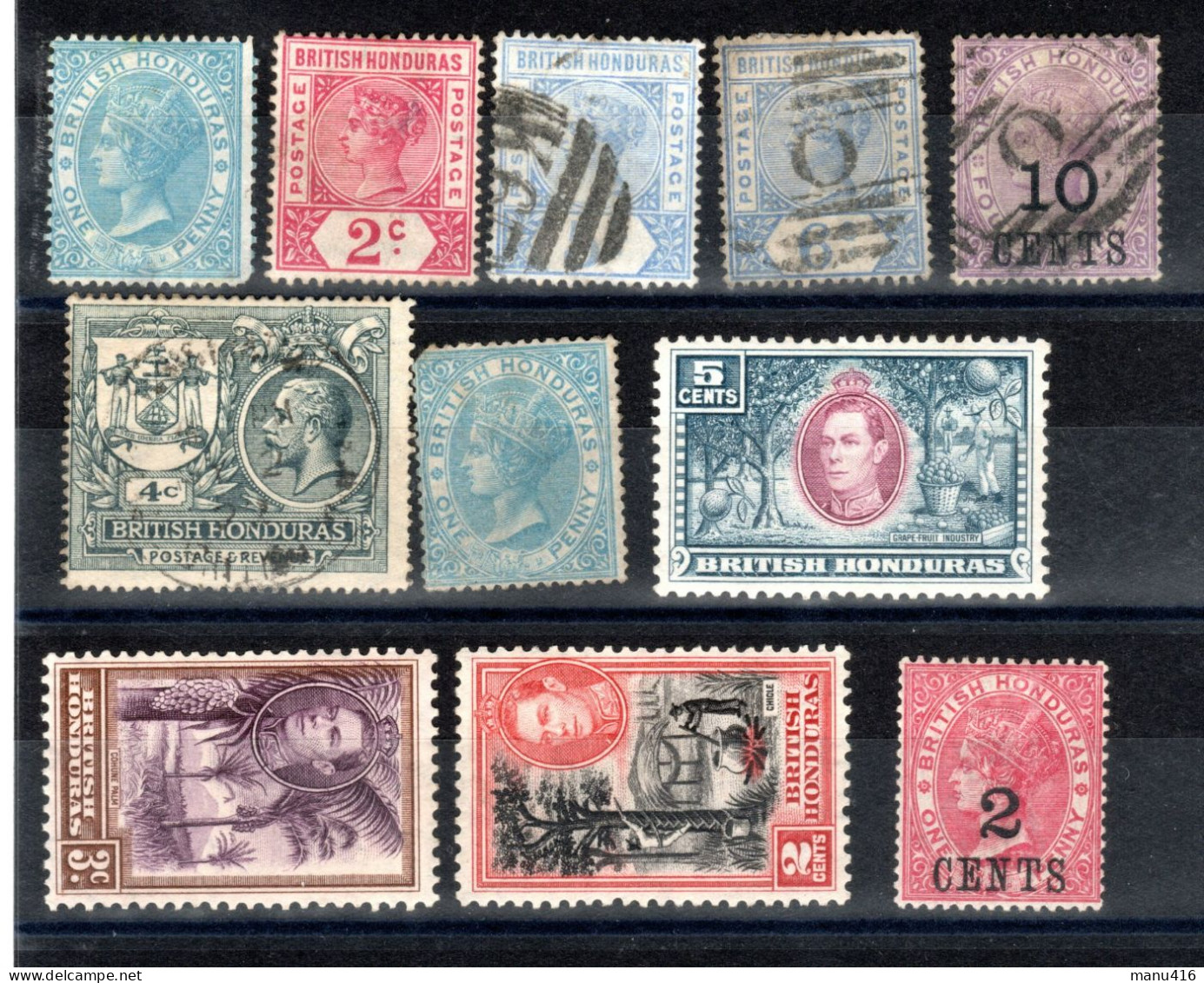 Honduras Britannique 11 Timbres Classiques (très Anciens) Cote + 200 Euros. Port Offert. - Honduras Británica (...-1970)