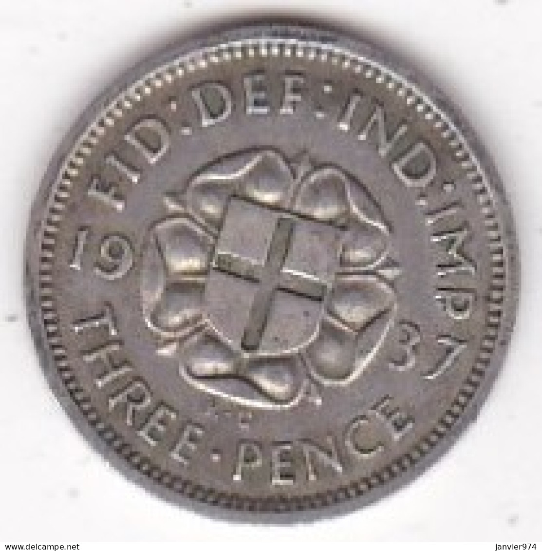 Grande Bretagne. 3 Pence 1937 . George VI, En Argent , KM# 848 - F. 3 Pence