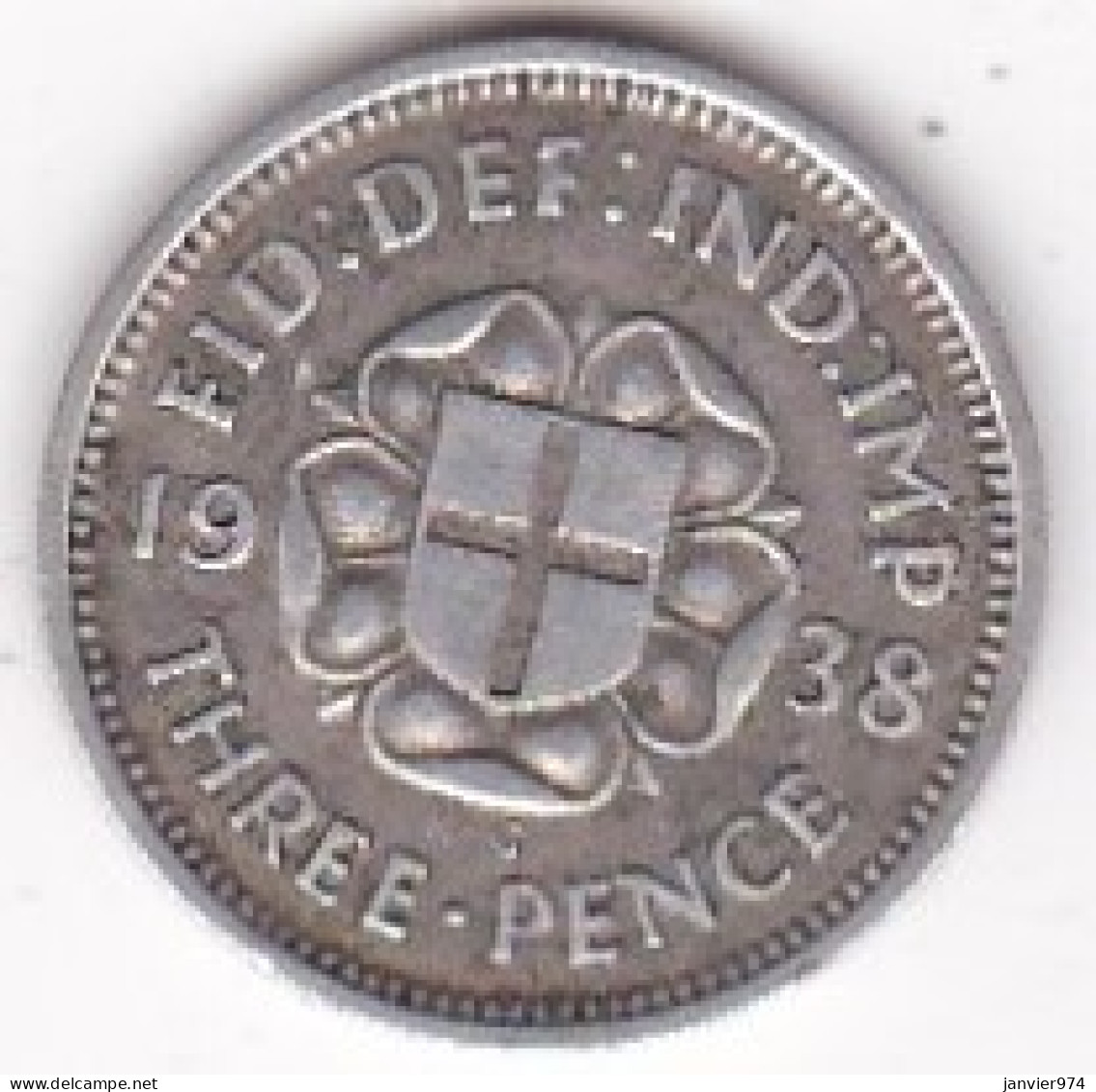 Grande Bretagne. 3 Pence 1938 . George VI, En Argent , KM# 848 - F. 3 Pence