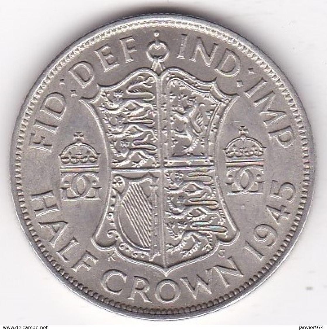 Grande Bretagne. Half Crown 1945 . George VI, En Argent , KM# 856, Superbe - K. 1/2 Crown