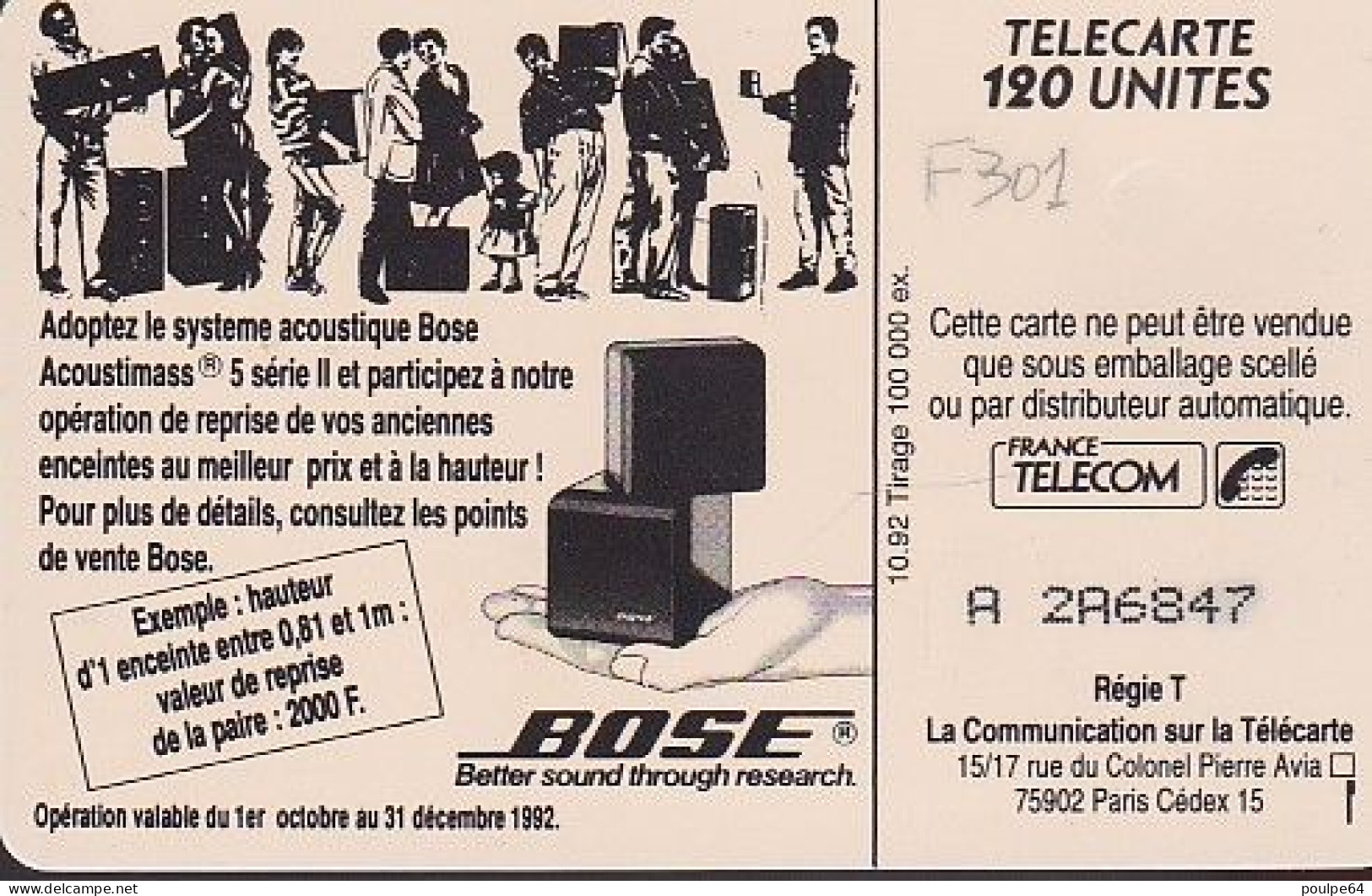 F301 - 10/1992 - BOSSE BLEU " Trompette " - 120 SO3 - 1992