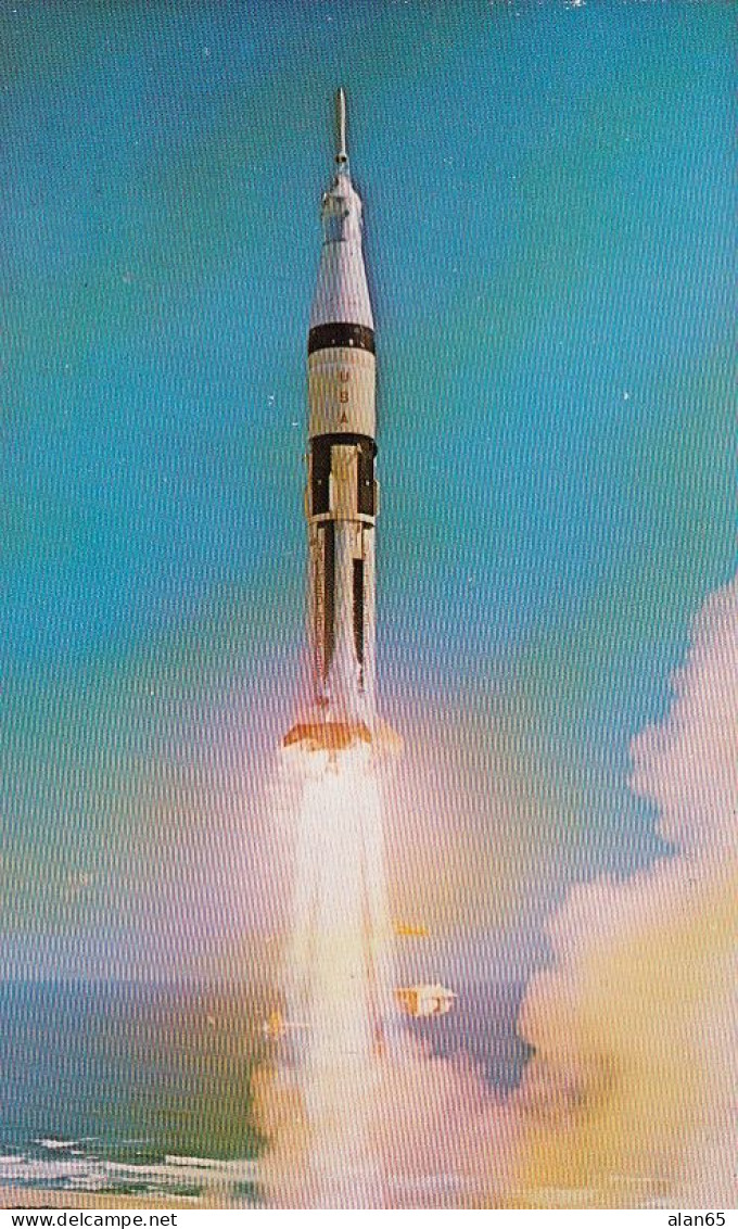 Apollo 7 Rocket Launch, Saturn IB At JFK Space Center Astronauts Schirra, Eisele And Cunningham, C1960s Vintage Postcard - Espace