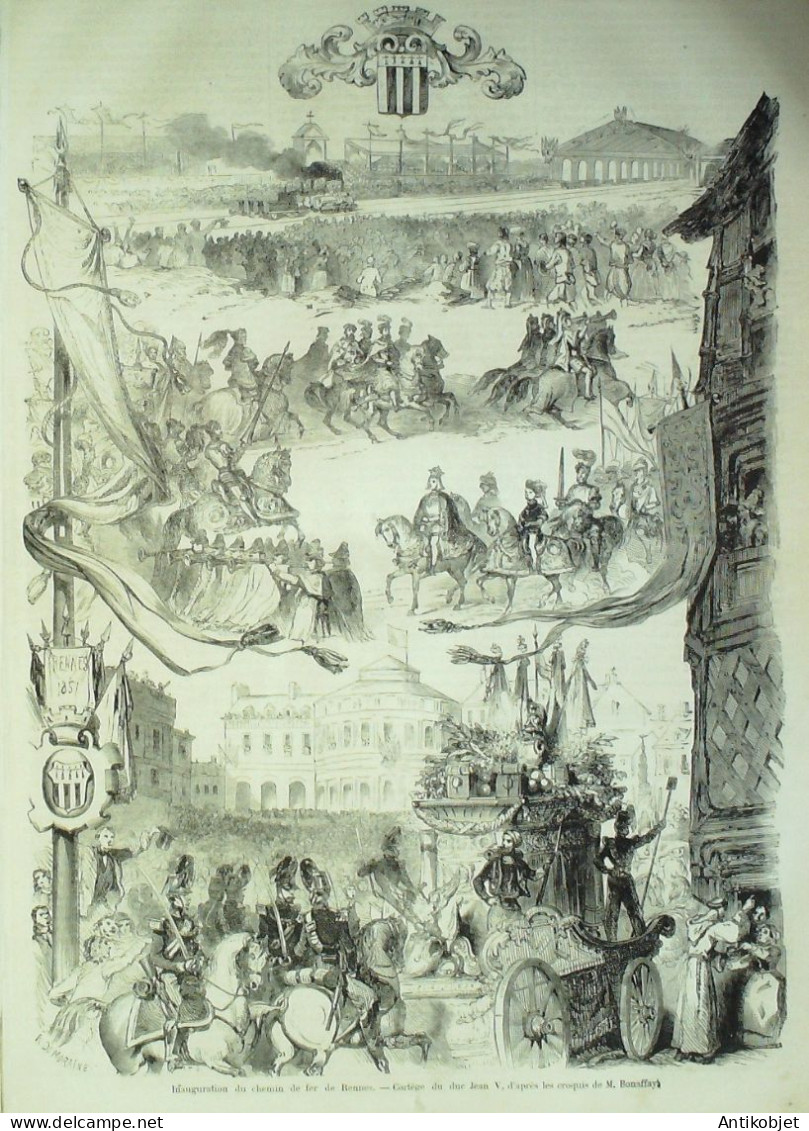 Le Monde Illustré 1857 N°  4 Chaumont (52) Rennes (35) Lancement Vaisseau Quirinal - 1850 - 1899