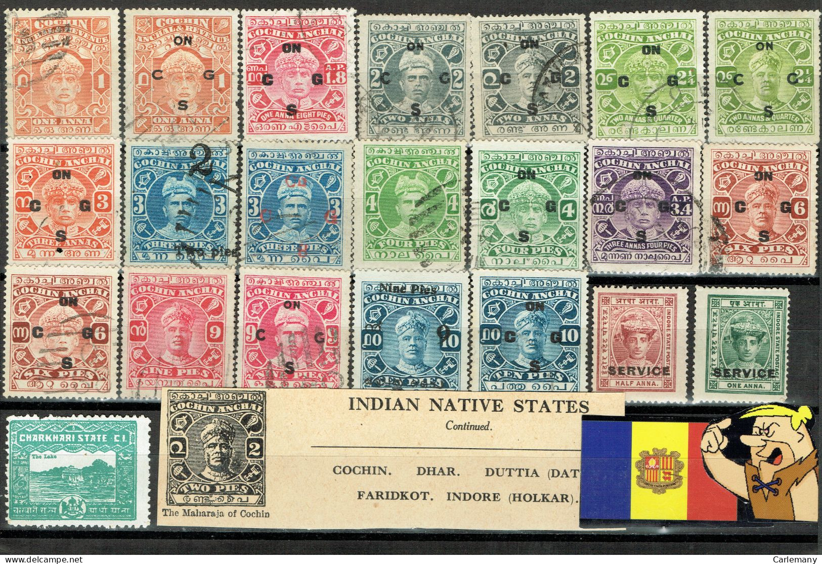 TIMBRES INDIAN INDIA  1919-1939  22 TP. SELECTION - Cochin