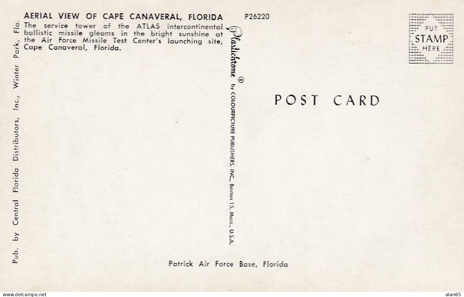 Cape Canaveral FL Rocket Launch Pad And Site, Atlas ICBM, C1960s Vintage Postcard - Espace