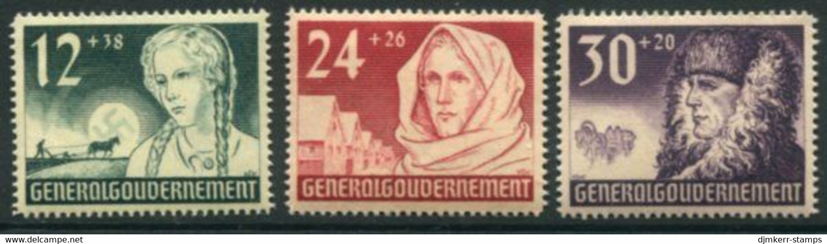 GENERAL GOVERNMENT 1940  1st Anniversary LHM / *   Michel 56-58 - Generalregierung