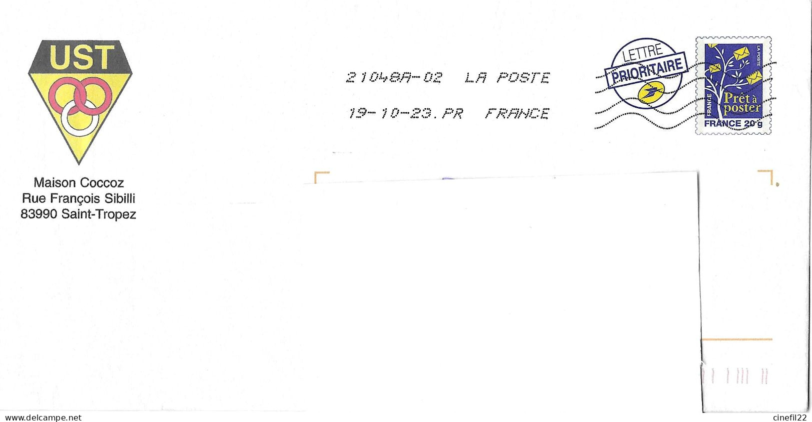 France, PAP Repiqué UST Saint-Tropez (Union Sportive Tropézienne), Sports, 2023 - Prêts-à-poster:Overprinting/Blue Logo
