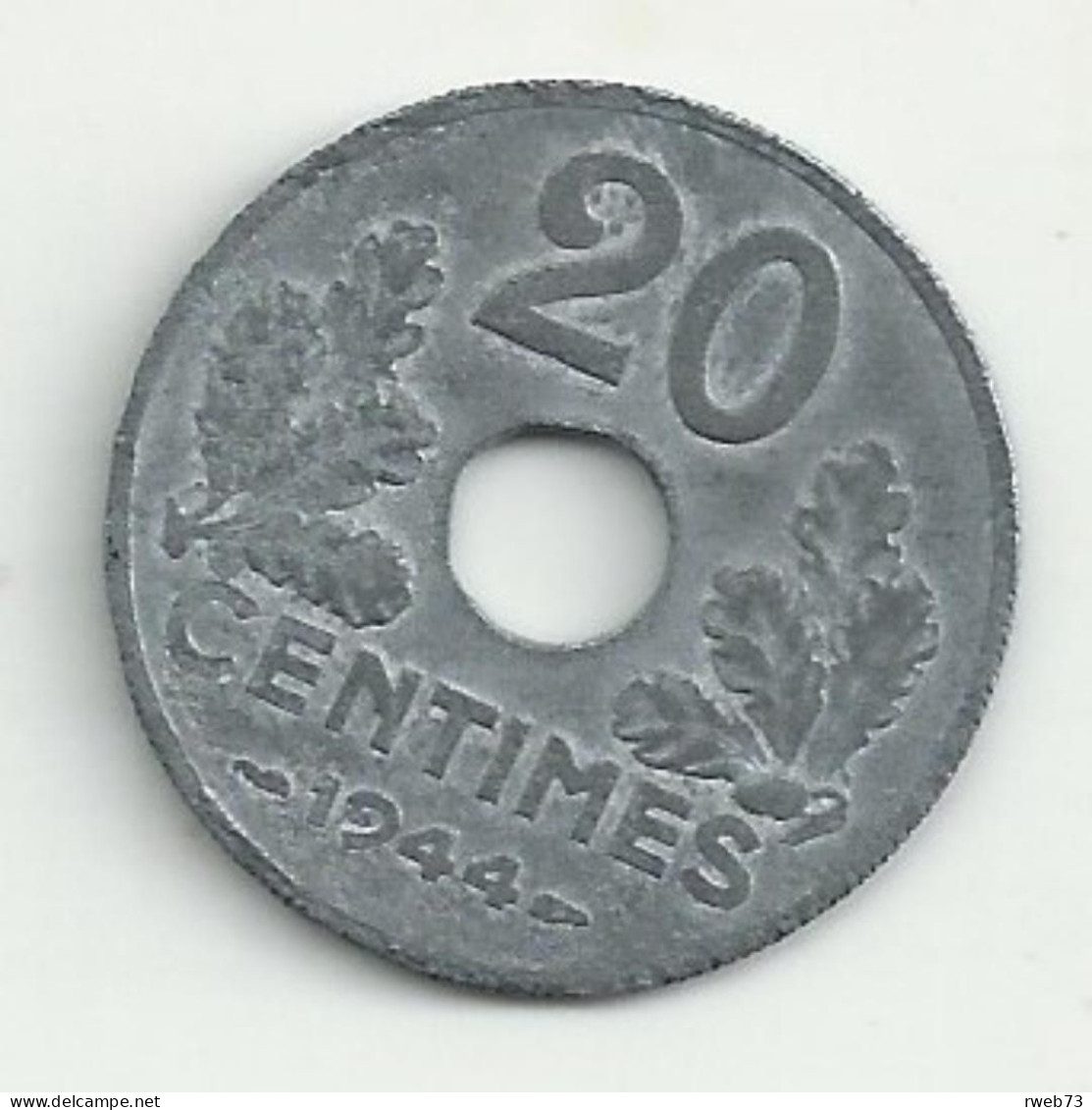 20 Centimes - 1944 - Zinc - TB/TTB - 20 Centimes