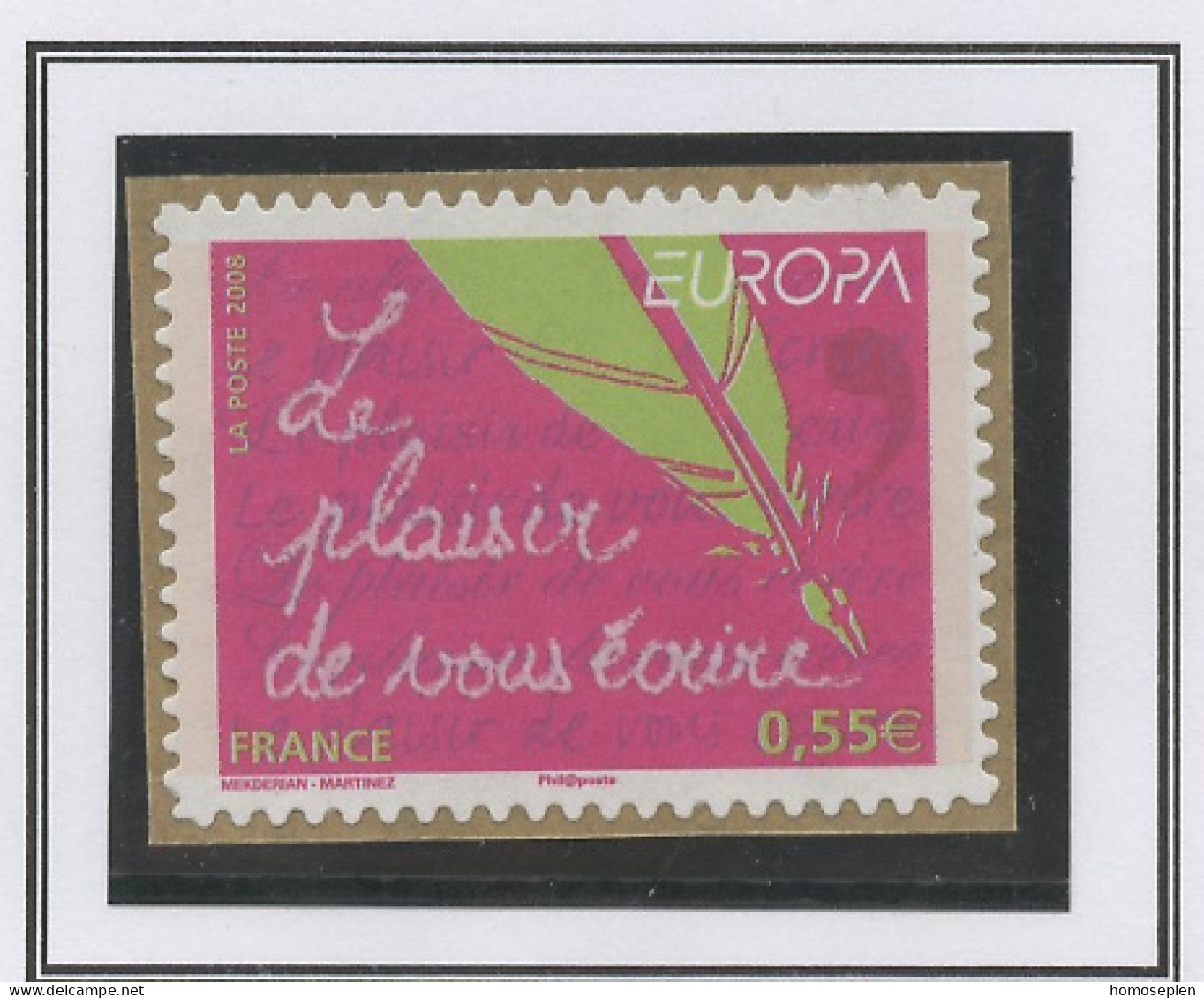 Europa CEPT 2008 France - Frankreich Adhésif 2008 Y&T N°AD207 - Michel N°SK4518 *** - 0,55€ EUROPA - Adhésif - 2008