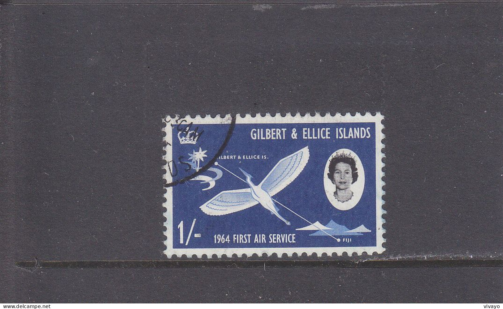 GILBERT & ELLICE ISLANDS - O / FINE CANCELLED - 1964 - QEII & FIRST AIR SERVICE - BIRD - Yv. 78 - Mi. 78 - Gilbert & Ellice Islands (...-1979)