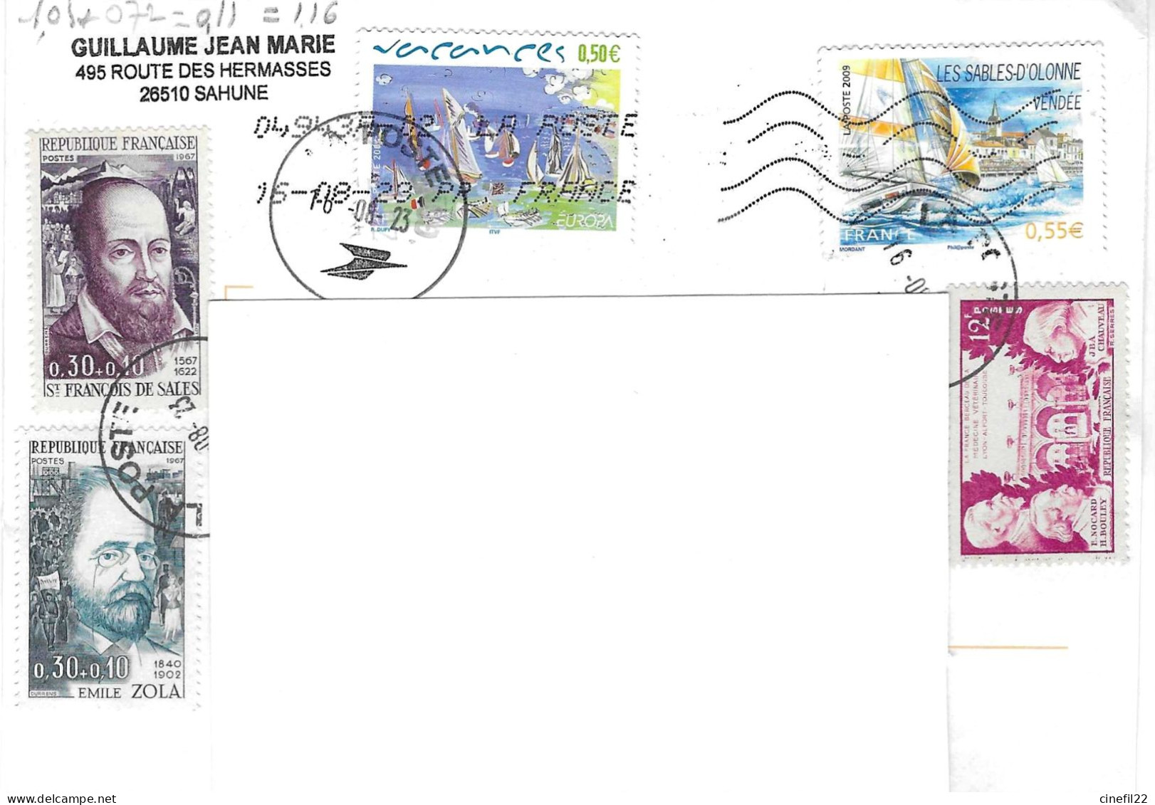 France, Curiosité, Timbres En Euros Et En Nouveaux Et Anciens Francs, Sur Lettre (2023) - Cartas & Documentos