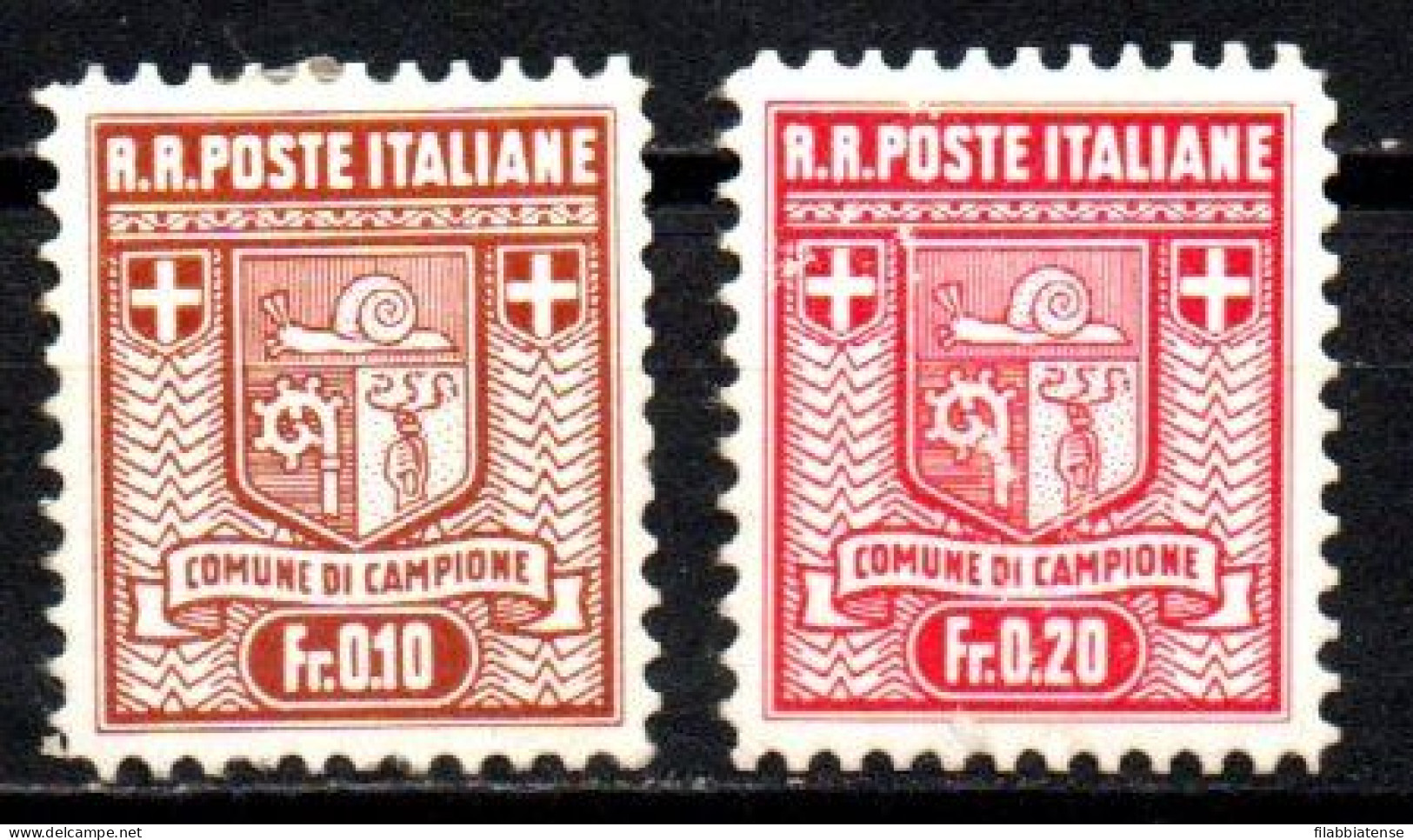 1944 - Italia - Emissioni Locali - Campione D'Italia 2 A/3 A Stemma  ------- - Local And Autonomous Issues