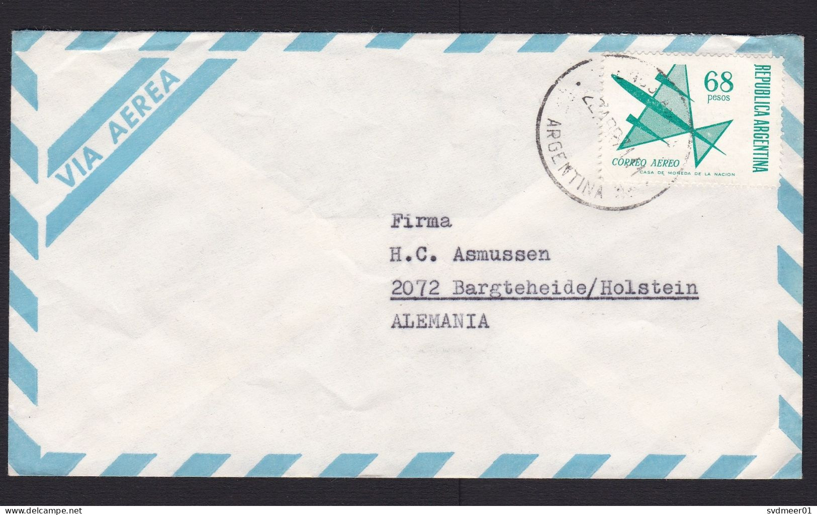 Argentina: Airmail Cover To Germany, 1971, 1 Stamp, Airplane Symbol (traces Of Use) - Covers & Documents