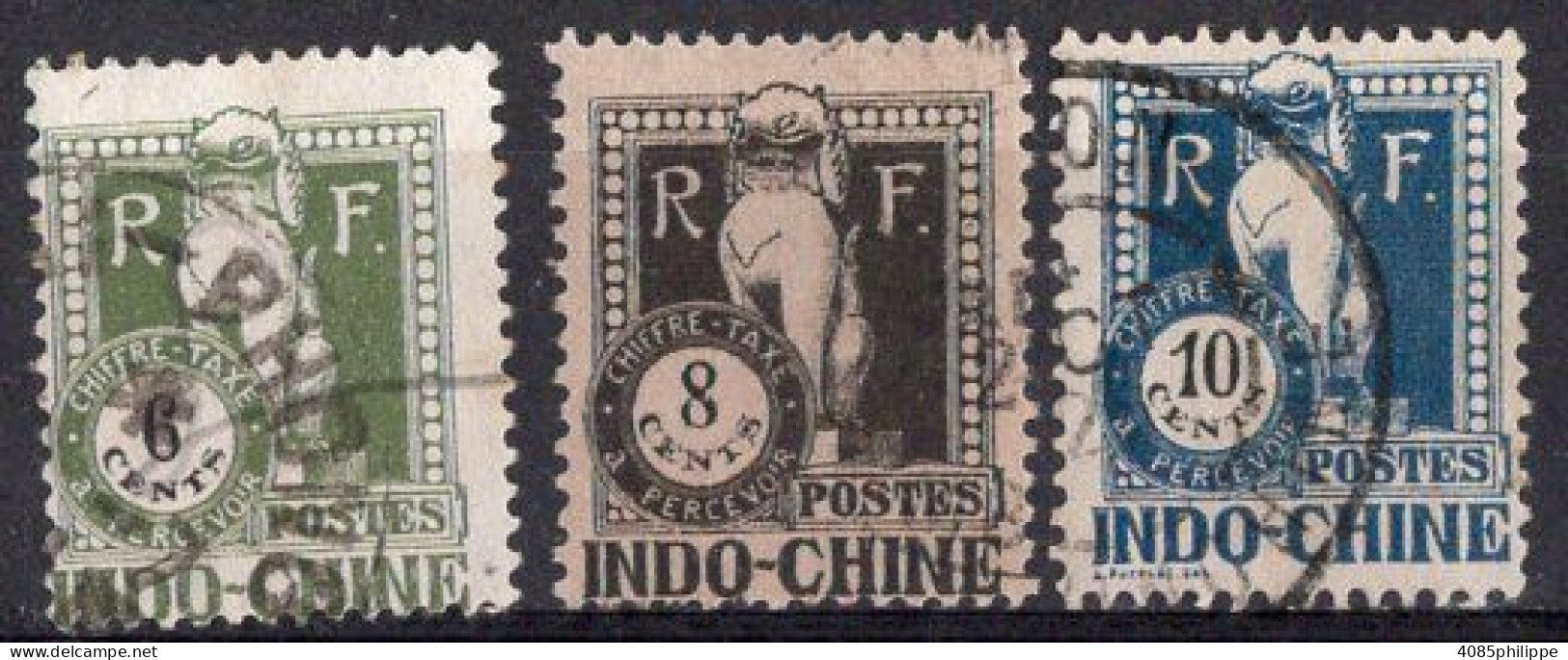 INDOCHINE Timbres-Taxe N°37 à 39 Oblitérés TB Cote : 3€00 - Strafport