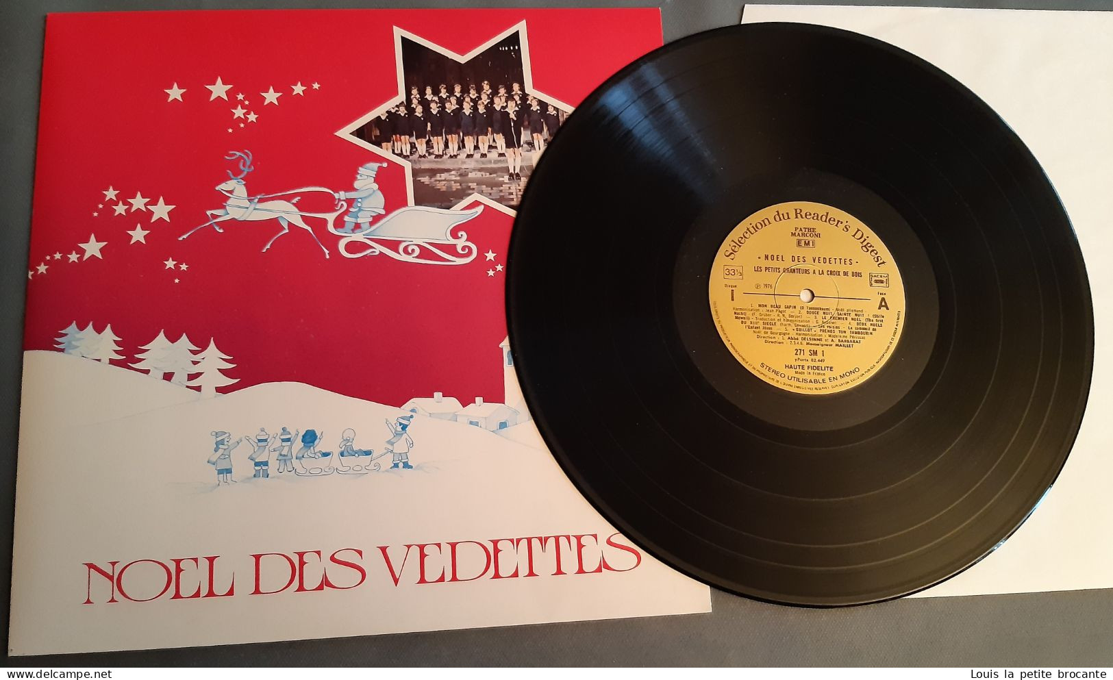 Coffret de 4 disques vinyles "Noël des Vedettes", 33 tours stéréo. PATHE MARCONI, EMI, Sélection du Reader's Digest 1974